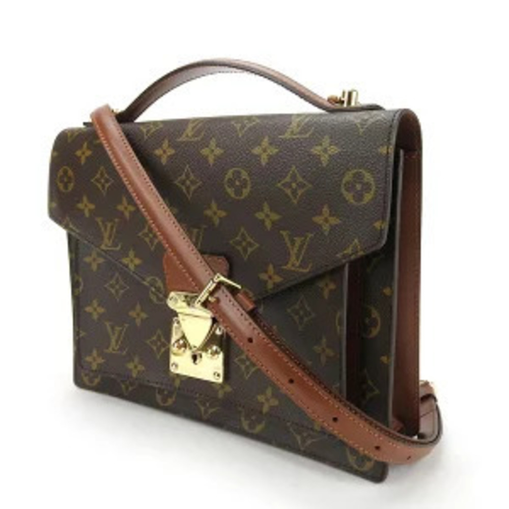 Louis Vuitton Brown Monogram Handbag Canvas Shoulder Monceau Bag